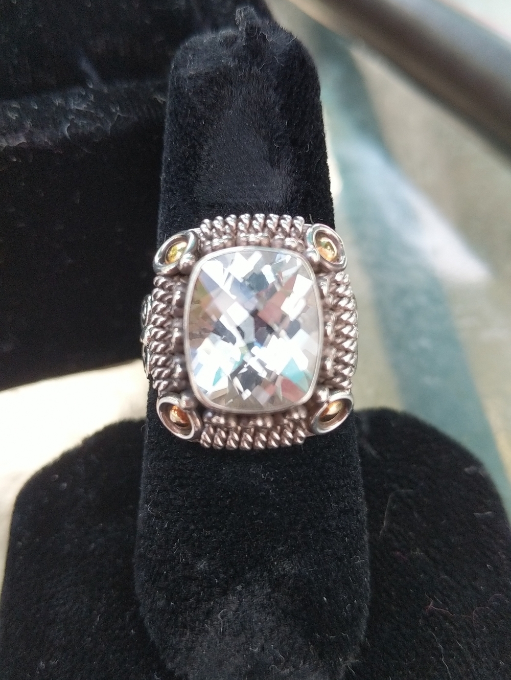 76 Silver Sterling Ring with White Topaz